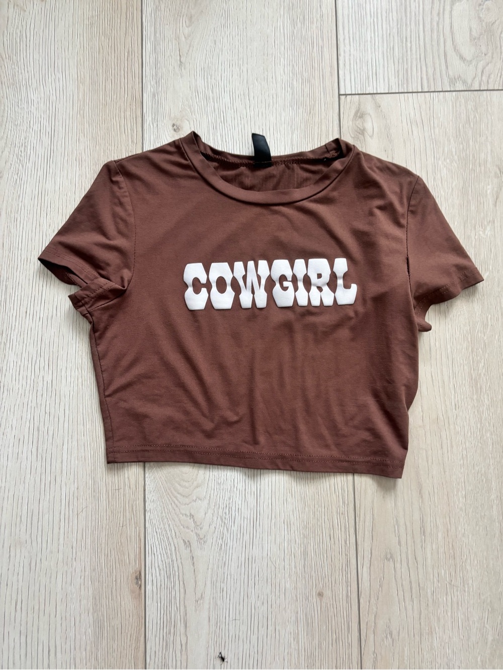 SHEIN Brown Cowgirl Cropped Tee